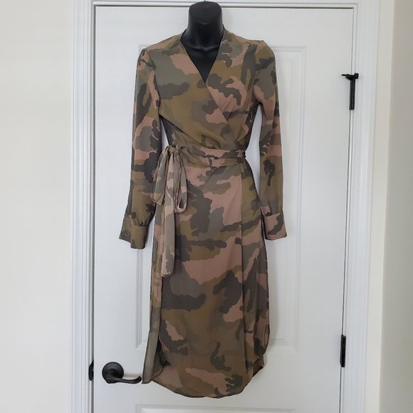 New York & Company Army Camouflage Shirt Dress XS - Picture 5 of 12